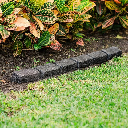 Beuta Landscape Edging | Garden Edging Border | Faux Stone Bricks for Lawn Edging, Flower beds, Pathways & Yard Edging– 1 Pack | Each Section Has 6 Bricks 48" L x 4" W x 2.25" H | 3 Spikes |Charcoal