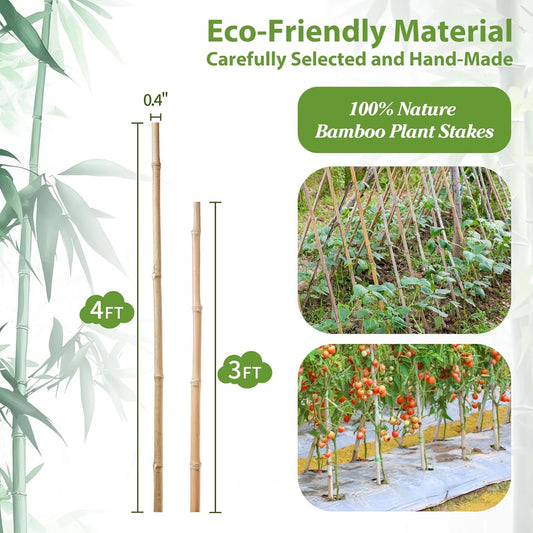 Plant Stakes, 3FT Natural Bamboo Garden Stakes, 25Pcs Bamboo Plant Stakes,Bamboo Sticks for Tomato,Beans,Vegetable and Climbing Plants