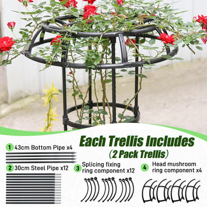 Garden Trellis for Climbing Plants Outdoor, 53 Inch Mushroom Top Trellis for Climbing Plants, Metal Plant Flower Trellises for Vine Grape Vegetable Cucumber Tomato Trellis, 1 Pack