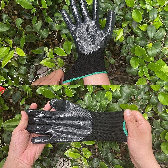 Evridwear Nitrile Coated Work Gloves,Superior Oil Resistance with Grip for Men Women Automotive,Gardening, Mechanic