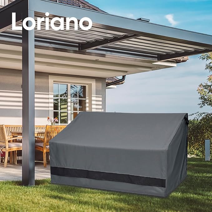 loriano 2-Seater Patio Sofa Covers, 600D Oxford Fabric Heavy Duty, 100% Waterproof Outdoor Loveseat Lawn Patio Furniture Covers, Premium PVC Coating for Sun Fade Resistance 60" W x 40" D x 33" H