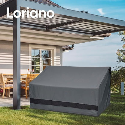 loriano 2-Seater Patio Sofa Covers, 600D Oxford Fabric Heavy Duty, 100% Waterproof Outdoor Loveseat Lawn Patio Furniture Covers, Premium PVC Coating for Sun Fade Resistance 60" W x 40" D x 33" H