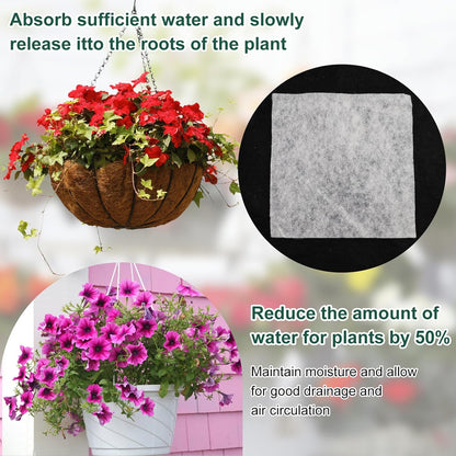 10PCS 7.87x7.87 inch Watering Hanging Basket Liners, White Self Watering Planter Insert Linering Mat, Hanging Basket Self Watering Liner/Watering Liners Absorbing Mat for Hanging Baskets, Planters