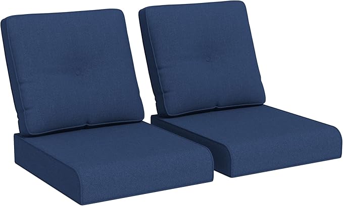 Joyside Outdoor Chair Cushions Set, 22x25/22x24 Inch Patio Furniture Deep Seat Cushions, Water Resistant & Thick Cushion, Outdoor Replacement Cushions for Seat and Sofa (Blue, 2 Set)