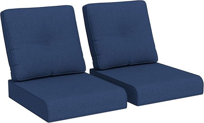 Joyside Outdoor Chair Cushions Set, 22x25/22x24 Inch Patio Furniture Deep Seat Cushions, Water Resistant & Thick Cushion, Outdoor Replacement Cushions for Seat and Sofa (Blue, 2 Set)