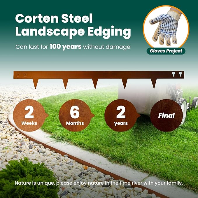 Corten Steel Landscape Edging 40 Inch Strips Steel Landscape Edging Metal Garden Edging Border Rusted Edge 4.5 Inch Depth Steel Edging for Landscaping Lawn Yard 6 pcs by GZGNEEVL