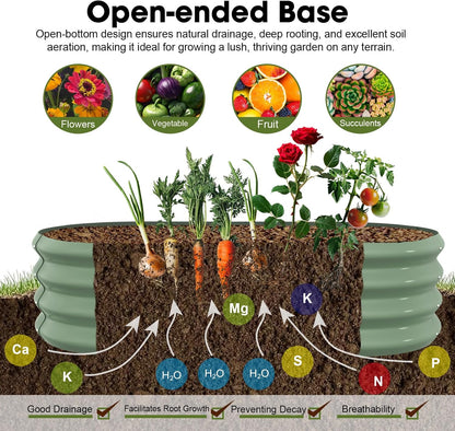 4x2x1ft Oval Galvanized Raised Garden Bed Outdoor 9-in-1 Large Metal Modular Planter Box Raised Beds for Gardening,Vegetables,Fruits,Flowers & Herbs (Green)