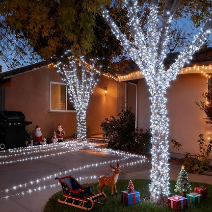 [4 Pack] Solar Christmas Lights Outdoor, 480 LED 157FT Solar Twinkle Light Outdoor with 8 Modes & Memory Function, Waterproof Chrismas Lights for Xmas Tree Party Decorations