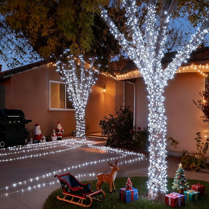 [6 Pack] Solar Christmas Lights Outdoor, 236 FT 600 LED Solar Twinkle Light Outdoor with 8 Modes & Memory Function, Waterproof Chrismas Lights for Xmas Tree Party Decorations