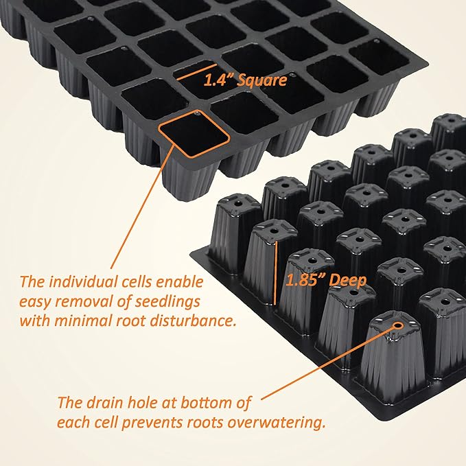 Gardzen 5-Set Seed Starter Tray Kits, Durable Plant Germination Trays with Humidity Vented Domes and Bases, Ideal for Seed Starting, Indoor Gardening, and Greenhouse (Total 200 Cells)