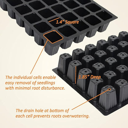 Gardzen 5-Set Seed Starter Tray Kits, Durable Plant Germination Trays with Humidity Vented Domes and Bases, Ideal for Seed Starting, Indoor Gardening, and Greenhouse (Total 200 Cells)