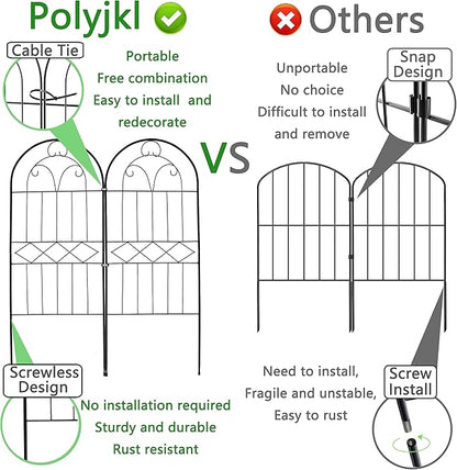 Decorative Garden Fence 10 Pack, 30in (H) x 10ft (L) Rustproof Metal Wire Animal Barrier, Arched Flower Edging Border Fencing Panel for Dog, Yard, Patio, Outdoor, Decor