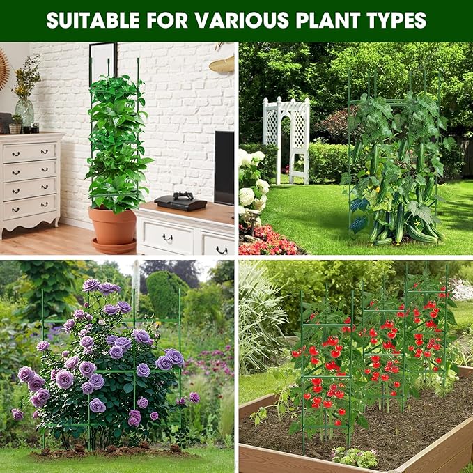 3 Pack Tomato Cages for Garden,Up to 51.2Inch Tomato Cage Trellis-Upgraded Hexagon Connector,Heavy Duty Adjustable Tomato Stake Support for Raised Garden Bed