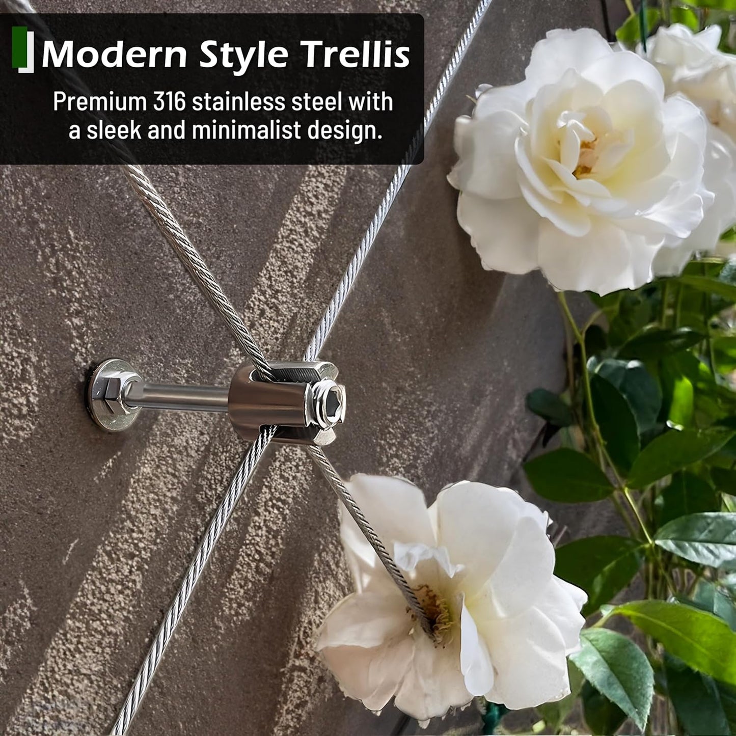 Wire Trellis for Climbing Plants Outdoor, 30-Set Wall Trellis Kit, T316 Espalier System for Fence and Garden DIY Projects (Hubs Only, Without Cable)