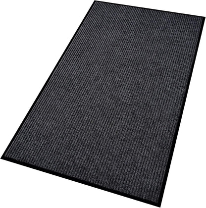 Low Profile Rubber Door Mat, 60x35inch, Heavy Duty, Durable Doormat, Indoor and Outdoor, Waterproof, Easy Clean Shoe Scraper, Home Rug Welcome Mats for Entryway, Patio, Porch, Grey
