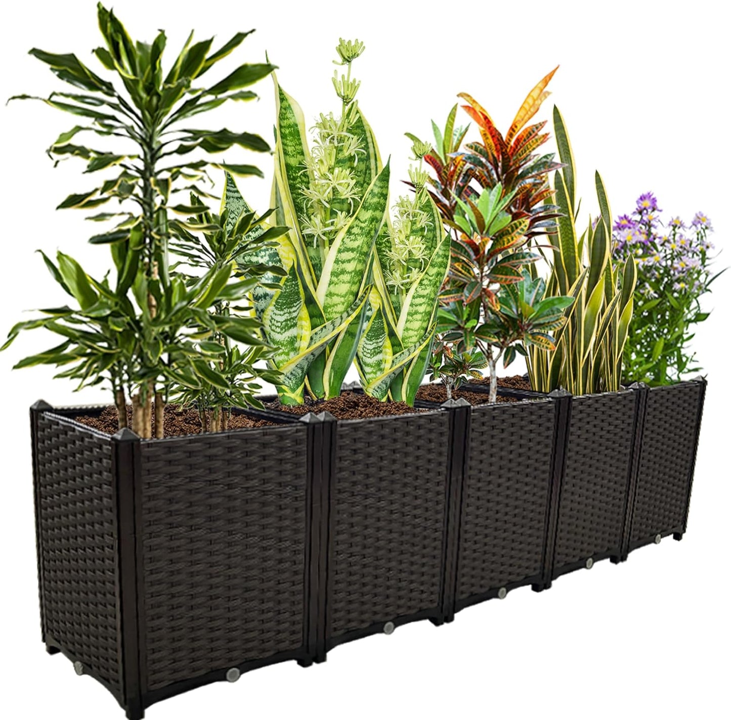 Large Planters for Outdoor Plants Raised Garden Bed Elevated Rectangular Garden Box Kits for Gardening, Vegetables, Flowers and Herbs in Backyard Patio Balcony