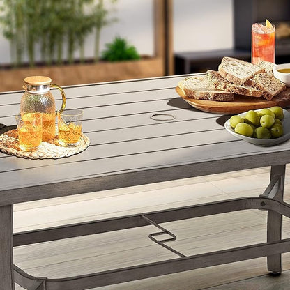 HAPPATIO 7 Piece Patio Dining Set, Aluminum Outdoor Dining Set for 6, Aluminum Dining Table and Chairs Set, Patio Furniture with Table, Chairs and Washable Cushions (Gray)