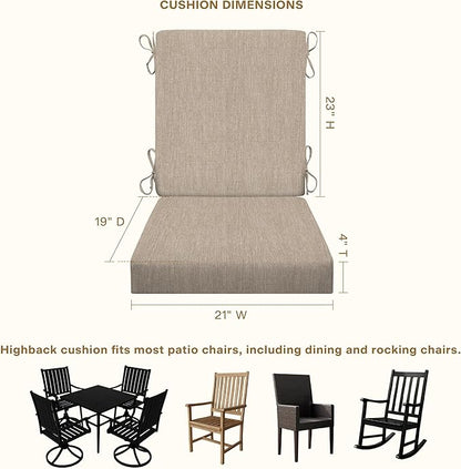 Honeycomb Outdoor Highback, 21" W x 42" L, Textured Solid Birch Tan Chair Cushion