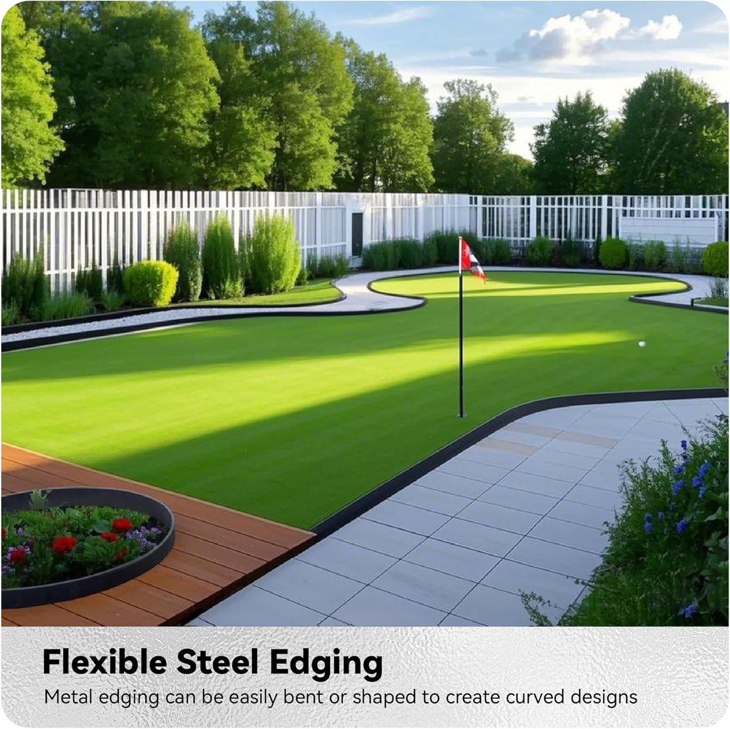 Worth Galvanized Steel Landscape Edging 4.5" x50' Metal Garden Edging Roll Flexible Bender Border with 16Pcs Stakes for Lawn, Flower Bed Edges, Black