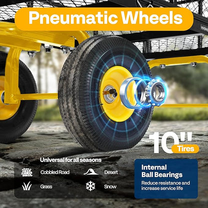 VIVOHOME Garden Cart Steel Heavy Duty 900 LBS Yard and Garden Wagon with 10 inch Tire and Handle Attach to ATV or Tractor Black