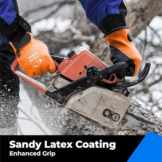 toolant 100% Waterproof Gloves Bulk Pack, 3 Pairs, Winter Work Gloves for Cold Temperature, Touchsreen, Warm Gloves for Freezer, Fishing and Gardening, With Grip, Orange, XX-Large