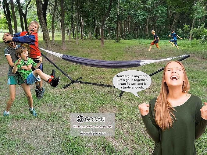 Hammock Outdoor 2 People 220x150cm Total Length 330cm Load 300kg Canvas Cotton Hammock for Garden Indoor Children Balcony Dark Gray XXL