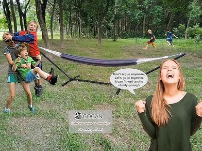 Hammock Outdoor 2 People 220x150cm Total Length 330cm Load 300kg Canvas Cotton Hammock for Garden Indoor Children Balcony Dark Gray XXL