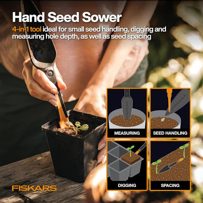 Fiskars Vegetable Garden Tool Set with Vegetable Shears, Seed Sower, Trowel, Cultivator, Weeder, and L/XL Garden Gloves for Indoor or Outdoor Gardening (6 Piece Kit)