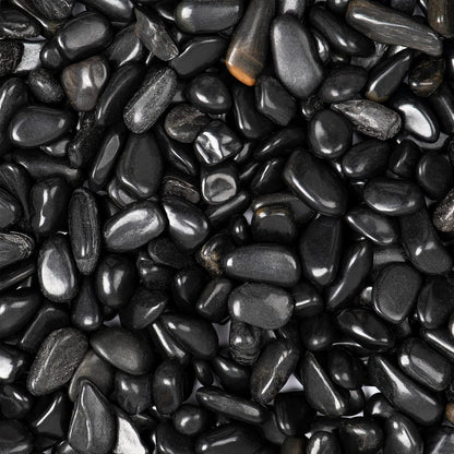 5lbs Black Natural River Rocks, High-Polished Pebbles for Plants Garden, 0.3-0.8 inch Decorative Stones, Ideal for Fish Tank, Vases, Home Decor and Garden Landscaping,Black