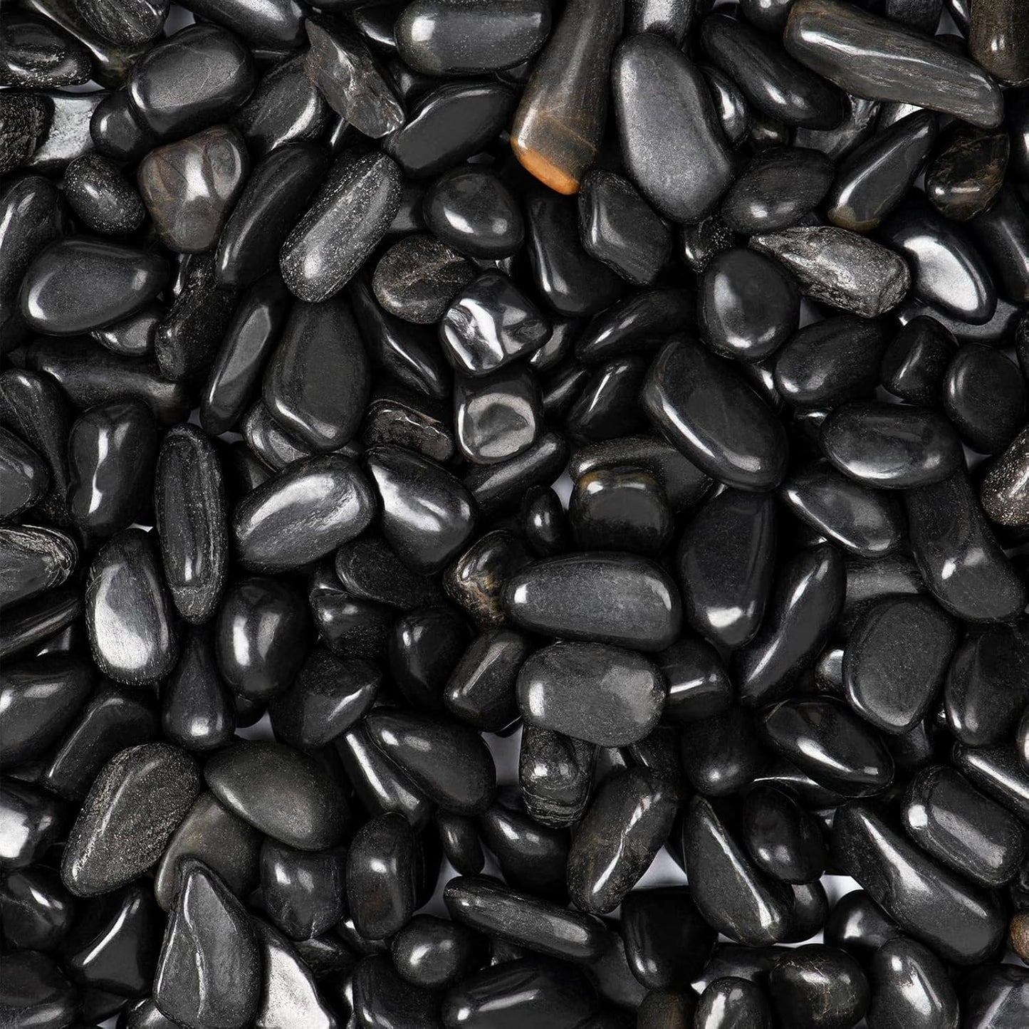 20lbs Black Natural River Rocks, High-Polished Pebbles for Plants Garden, 0.3-0.8 inch Decorative Stones, Ideal for Fish Tank, Vases, Home Decor and Garden Landscaping,Black