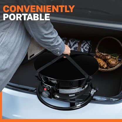 GUNJI Propane Fire Pit Smokeless 58000 BTU, 19-Inch Outdoor Portable Fire Table with Auto-Ignition for Patio Camping Deck Backyard, Includes Lid & Carry Kit