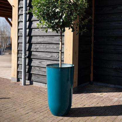 25.5-inch Tall Set of 2 Teal Large Plastic Planter Pots with Drainage Plug for Indoor or Outdoor Use, Decorative Lightweight Garden Flower Pot for Porch, Patio, Deck