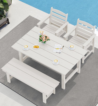 SERWALL Patio Dining Chair Set of 2, White