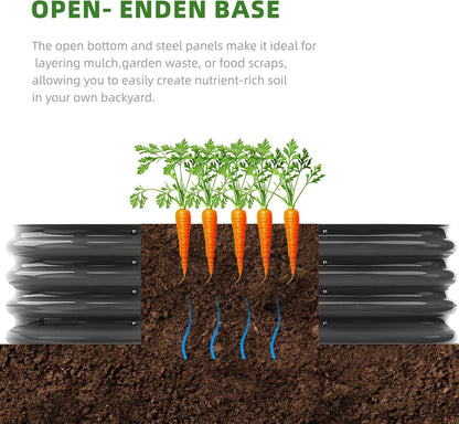 DaisyVibe Raised Garden Bed Kit, Planter Raised Garden Boxes Outdoor, Oval Large Metal Raised Garden Beds for Vegetables Flowers (Grey, 8ftx2ftx1ft)