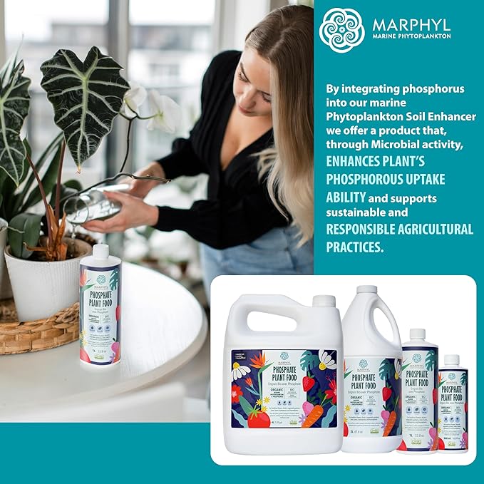 MARPHYL Organic Liquid Phosphate Soil Enhancer. Phosphorus Fertilizer for Garden, Flowers, Vegetables, Succulents, Bamboo, Hydroponics 67.6 oz