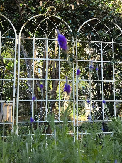 2 Pack Metal Garden Trellis 86.7" H Cream White Garden Fence Rustproof Trellis for Climbing Plants Support Roses Flower Outdoor Lawn, White Tall