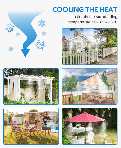 HOMENOTE Misting Cooling System 42FT (13M) Misting Line + 15 Brass Mist Nozzles + Brass Adapter(3/4") Outdoor Mister for Patio Backyard Garden Greenhouse Watering