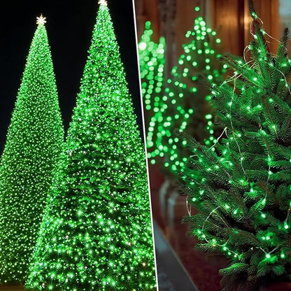 Solar String Lights Outdoor Waterproof 2 Pack Total 66ft 200LED 8 Modes Twinkle Lights Solar Fairy Lights for Patio, Garden Yard Party Wedding Tree Christmas Halloween Decoration, Green