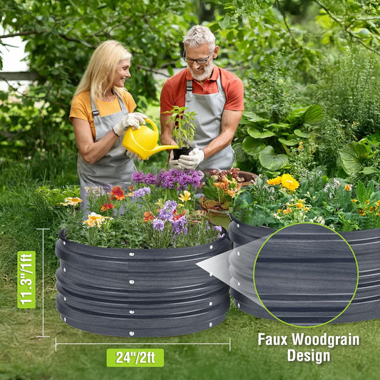 WORKPRO 3Pcs 2x2x1ft Galvanized Raised Garden Bed Set, Rust & Corrosion Protection, Easy Assembly, Safe Edge, Ideal for Vegetables & Flowers, Dark Gray