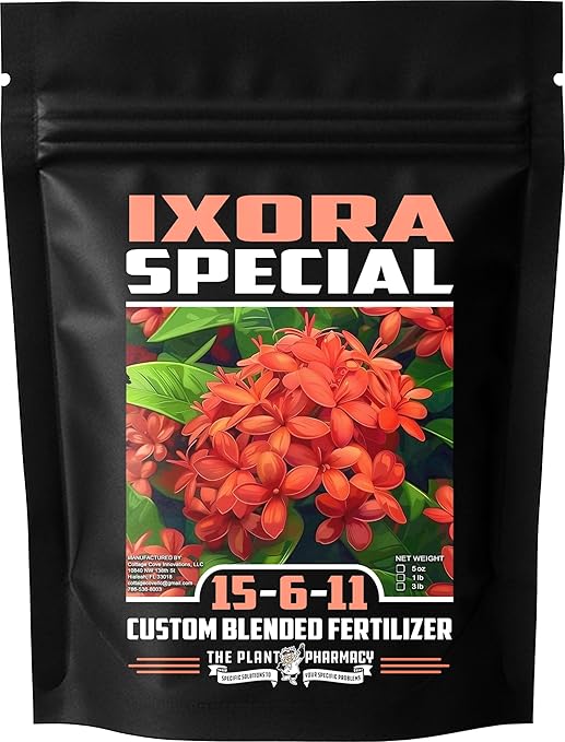 Fertilizer Commercial Grade | Ixora Select 15-6-11 | 5 Ounces | Custom Professional Mix | Granular Slow Release | 90-Day Soil Acidifier | Acid-Loving Plants Ixora Gardenia Azalea Camellia | Topdress