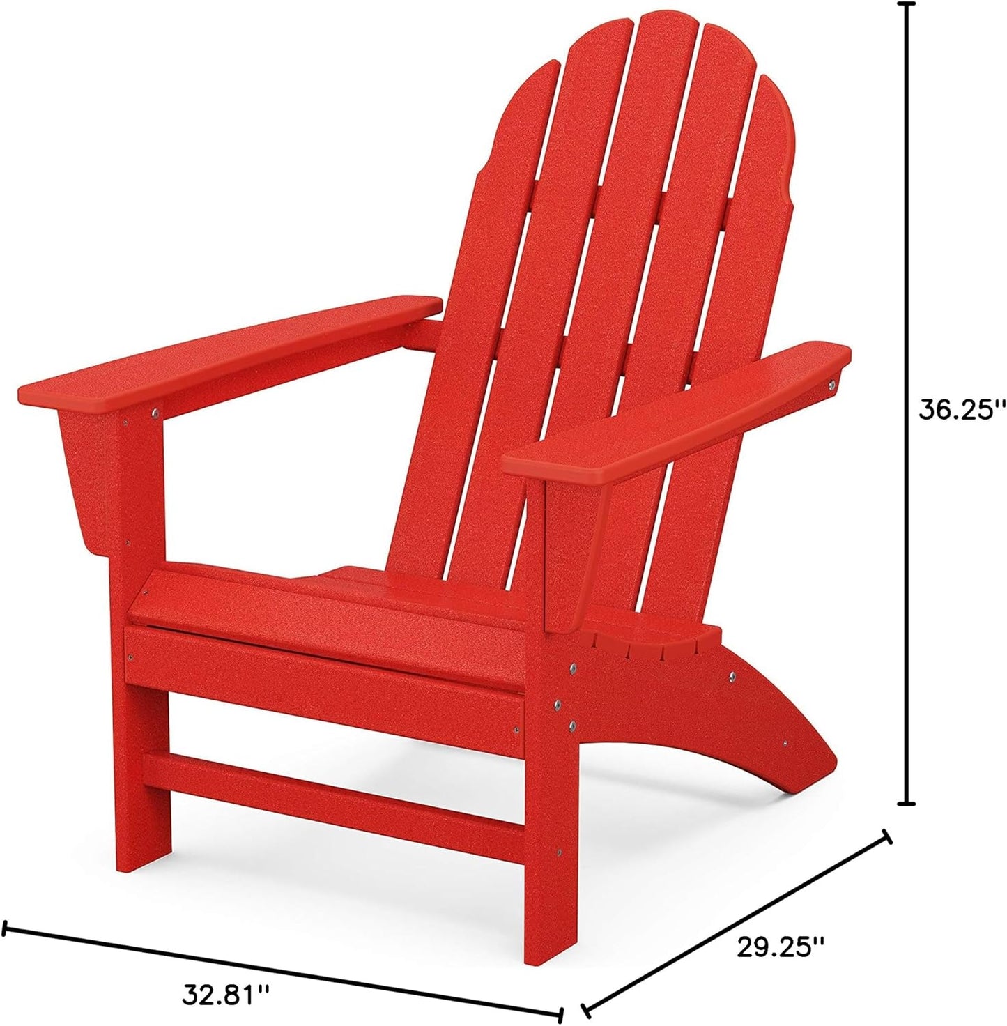 Polywood Vineyard Adirondack Chair, Sunset Red - Heavy Duty HDPE Outdoor Patio Furniture - Classic Design for Deck, Lawn, Garden, Beach, Pool, Fire Pit - Comfortable Wide Armrests