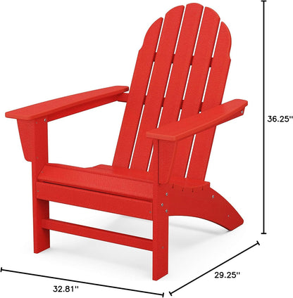 Polywood Vineyard Adirondack Chair, Sunset Red - Heavy Duty HDPE Outdoor Patio Furniture - Classic Design for Deck, Lawn, Garden, Beach, Pool, Fire Pit - Comfortable Wide Armrests