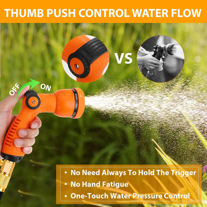 Water Hose Spray Nozzle - Garden Hose Nozzle with 10 Spray Patterns.Thumb Switch Design for Easy Water Flow Control, Upgraded Hose Sprayer Nozzle for Watering Plants,Lawn,Pet Bathing and Cleaning