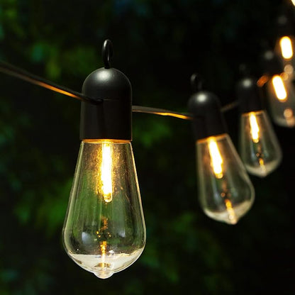 Solar Outdoor String Lights, 25FT Patio Lights String Waterproof with 20 Warm White LED Shatterproof ST58 Bulbs, Perfect for Garden, Backyard, Pergola, Party, Cafe, Camping Decoration (25FT)