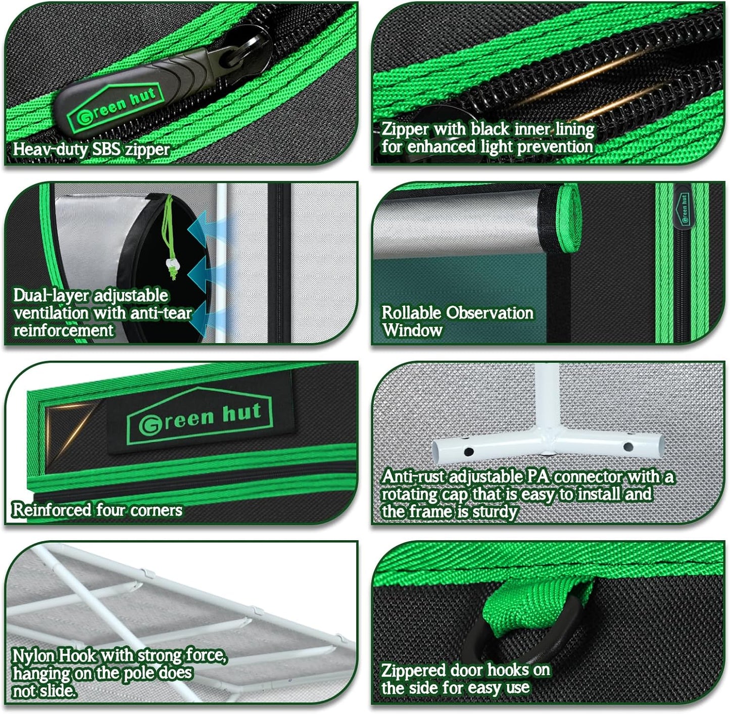 4x4 Grow Tent, 48"x48"x72" Roof Cube Plant Grow Tents with Observation Window and Floor Tray for Indoor Plant Growing Seedling