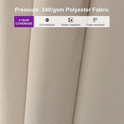 PURPLE LEAF 10' × 13' Patio Cantilever Umbrella Outdoor Rectangle Adjustable Offset Umbrellas with 360-degree Rotation and 8 Heavy Duty Metal Ribs for Garden Deck Pool Beige