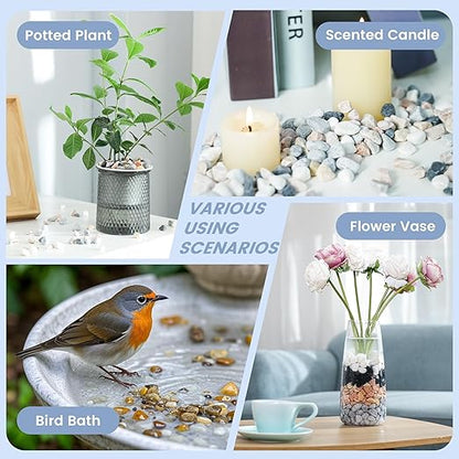 SIDONG 5 LB Natural Mixed Color Gravel Pebbles, 2/5 Inch Small Pea Gravel Stones, Decorative River Rocks for Succulents, Aquariums, Vases, Indoor Plants, Garden Landscaping, DIY