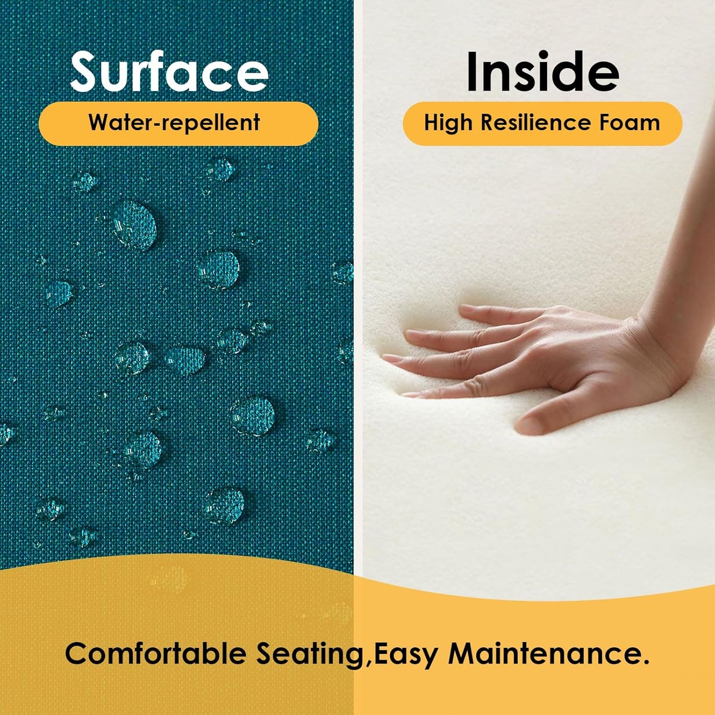 Outdoor Sunbrella Round Corner Seat Cushion, 17"x16"x2", Set of 4, Non Slip Seat Cushion Pads with Removable Cover for Patio Furniture, Garden Yard Lawn, Spectrum Peacock