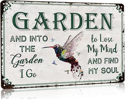 Bestylez Gardening Gifts Vintage Gardening Signs Into The Garden To Lose My Mind Tin Sign for Home Garden Greenhouse Living Room Bedroom Yard Cottage Outdoor Decor 8X12 Inch (3358)