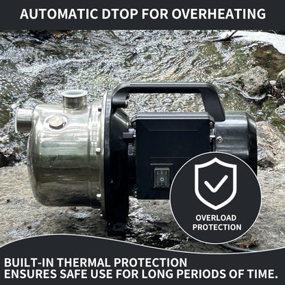 LANCHEZ 1 HP Portable Shallow Well Garden Pump, 1294 GPH Stainless Steel Sprinkler Pump, 115V Water Transfer Draining Irrigation for Lawn